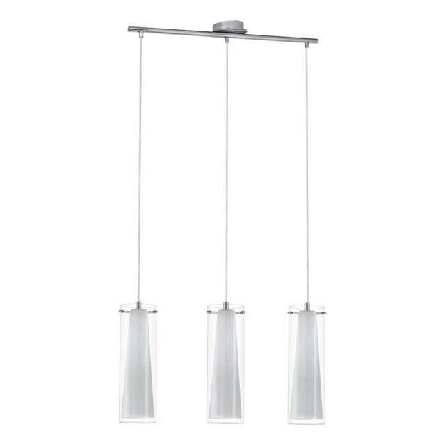 Loops Pendant Light Chrome Shade Clear White Glass Glass Opal Matt Bulb E27 3x60W - image 1