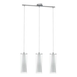 Loops Pendant Light Chrome Shade Clear White Glass Glass Opal Matt Bulb E27 3x60W
