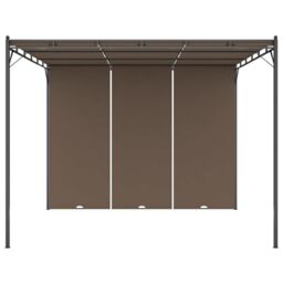 Berkfield Home Garden Gazebo with Side Curtain 3x3x2.25 m Taupe in Beige - thumbnail 3