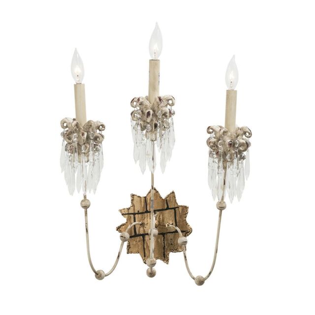 Loops 3 Bulb Wall Light Sconce Beige Patina & Gold LED E14 60W Bulb