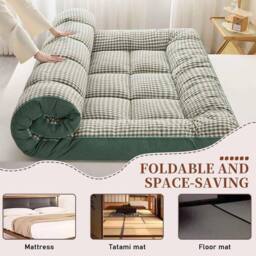 Hinsinc King - 150x200x10cm Thick Mattress Topper Quilted Japanese Futon Mat in Green - Size: Cot - thumbnail 5