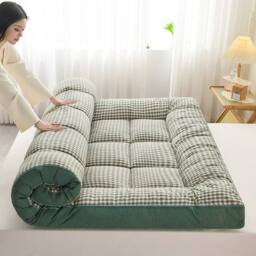 Hinsinc King - 150x200x10cm Thick Mattress Topper Quilted Japanese Futon Mat in Green - Size: Cot - thumbnail 4