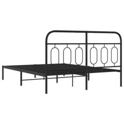 Berkfield Home Metal Bed Frame without Mattress with Headboard Black 150x200cm - Size: 150x200 cm - thumbnail 6