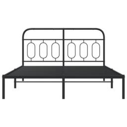 Berkfield Home Metal Bed Frame without Mattress with Headboard Black 150x200cm - Size: 150x200 cm - thumbnail 4
