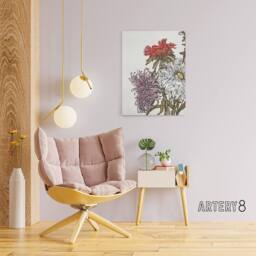 "Artery8 Chrysanthemums Flower Painting Canvas Wall Art Print Julie Graag in White - Size: W18"" x H24""" - thumbnail 3