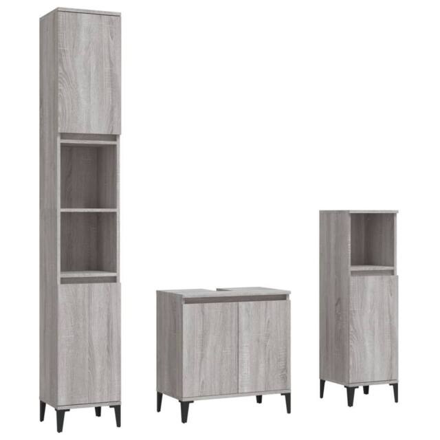 Berkfield Home 3 Piece Bathroom Furniture Set Grey Sonoma Engineered Wood - image 1