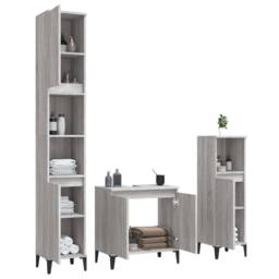Berkfield Home 3 Piece Bathroom Furniture Set Grey Sonoma Engineered Wood - thumbnail 4