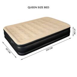 Havendro High Raised Inflatable Queen Sized Air Bed Mattress Built in Pump Bed in Beige - thumbnail 2