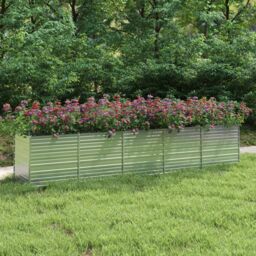 Berkfield Home Garden Raised Bed 400x80x77 cm Galvanized Steel Silver - Size: 400 x 80 x 77 cm - thumbnail 1