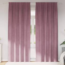 Berkfield Home Elegant Blackout Curtains with Top Tape 2 pcs Dark Pink Velvet - thumbnail 2