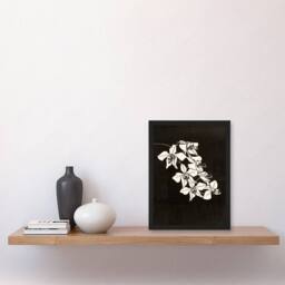 Artery8 Samuel J De Mesquita Framed Wall Art Black & White Orchid Flower - Size: A4 - thumbnail 2