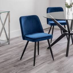 Cheshire Kingsley Elegant Blue Dining Chairs - Set of 2 - thumbnail 4