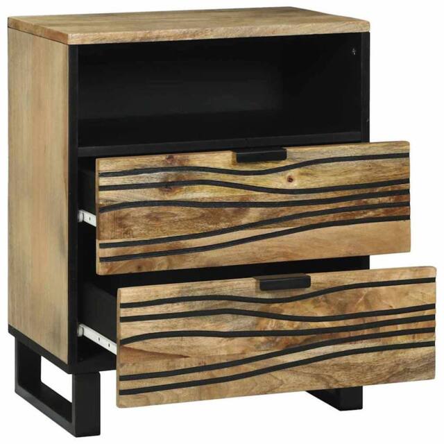 Berkfield Home Bedside Cabinet - 50x33x60 cm, Crafted from Solid Mango Wood in Brown - Size: 50 x 33 x 60 cm - image 1