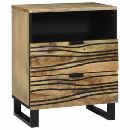 Berkfield Home Bedside Cabinet - 50x33x60 cm, Crafted from Solid Mango Wood in Brown - Size: 50 x 33 x 60 cm - thumbnail 2
