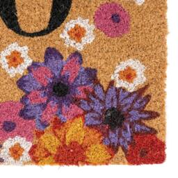 Kukoon Front Door Mat Natural Coir Dirt Catching Rug - Flowers in Beige - Size: 45 cm x 70 cm - thumbnail 4
