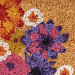 Kukoon Front Door Mat Natural Coir Dirt Catching Rug - Flowers in Beige - Size: 45 cm x 70 cm - thumbnail 5