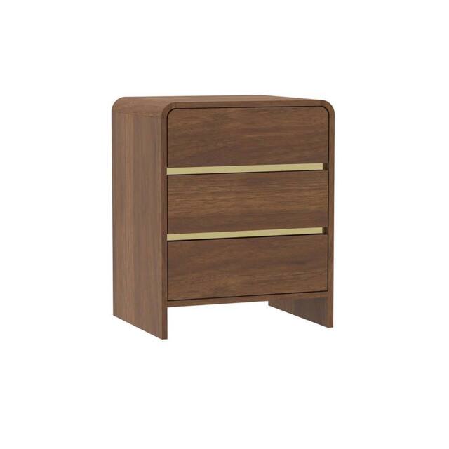 Melody Maison Pair Of Walnut Brown 3 Drawer Bedside Tables - Meridian Walnut Range - image 1