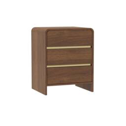 Melody Maison Pair Of Walnut Brown 3 Drawer Bedside Tables - Meridian Walnut Range - thumbnail 1
