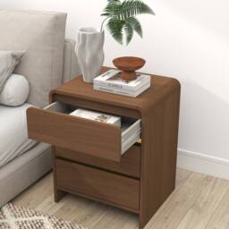 Melody Maison Pair Of Walnut Brown 3 Drawer Bedside Tables - Meridian Walnut Range - thumbnail 6