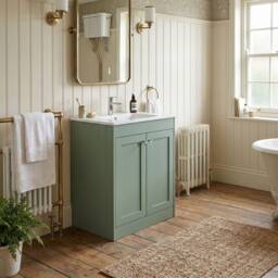 Balterley 800mm Floor Standing 2 Door Unit with Basin 1 Tap Hole - Satin Green - thumbnail 4