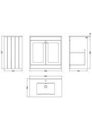 Balterley 800mm Floor Standing 2 Door Unit with Basin 1 Tap Hole - Satin Green - thumbnail 5