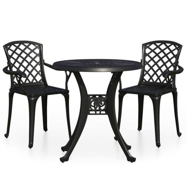 Berkfield Home 3 Piece Bistro Set Cast Aluminium Black - image 1