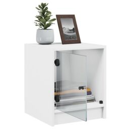 Berkfield Home Bedside Cabinets with Glass Doors 2 pcs White 35x37x42 cm - Size: 35 x 37 x 42 cm - thumbnail 5