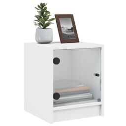Berkfield Home Bedside Cabinets with Glass Doors 2 pcs White 35x37x42 cm - Size: 35 x 37 x 42 cm - thumbnail 4