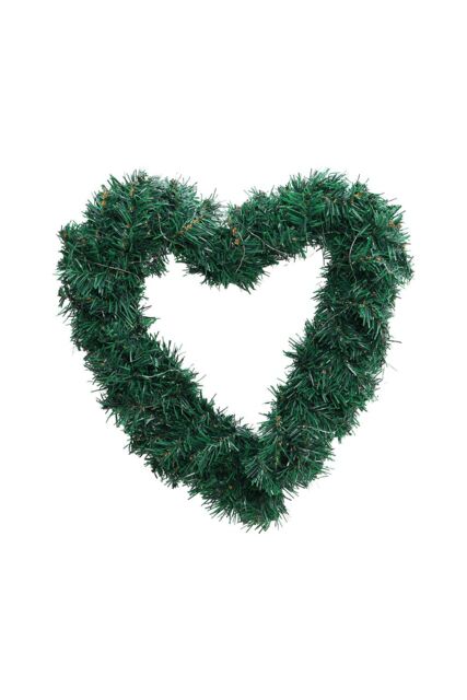 Living and Home Artificial Heart-shaped Door Hanging Garland Christmas Decoration with Light String in Green - image 1