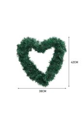 Living and Home Artificial Heart-shaped Door Hanging Garland Christmas Decoration with Light String in Green - thumbnail 6