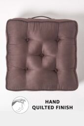 Homescapes Faux Suede Armchair Booster Cushion in Chocolate - Size: 50 cm x 50 cm - thumbnail 4