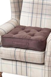 Homescapes Faux Suede Armchair Booster Cushion in Chocolate - Size: 50 cm x 50 cm - thumbnail 1