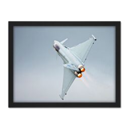 "Artery8 Wall Art Print Gronemann Military UK RAF Eurofighter Typhoon Photo Large Framed Wall Décor Art in Light Oak - Size: W18"" x H24""" - thumbnail 1