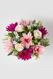 Homescapes Rose & Lotus Flower Bouquet, Pink & Purple Set of 2 - thumbnail 6