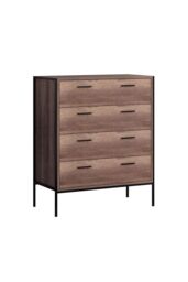 FWStyle 4 Drawer Cracked Oak Effect Chest Of Drawers in Brown - thumbnail 2