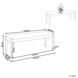 Wyld and Coco Hallway Bench - Dark Wood Frame Grey Upholstered Seat - thumbnail 3
