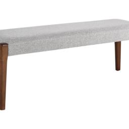 Wyld and Coco Hallway Bench - Dark Wood Frame Grey Upholstered Seat - thumbnail 2