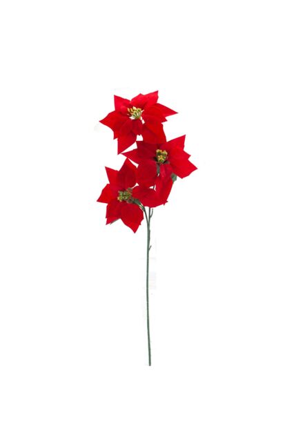 VFM e-Store 3 Head Ponisettia Bunch Christmas Decoration X 1 68cm Red - image 1