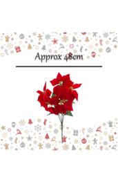 VFM e-Store 3 Head Ponisettia Bunch Christmas Decoration X 1 68cm Red - thumbnail 2