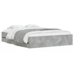 Berkfield Home Bed Frame with Drawers without Mattress Concrete Grey 150x200 cm King Size - thumbnail 2