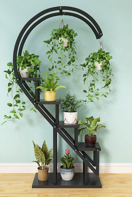 Living and Home Curved 6-Tier Plant Stand Bonsai Display Shelf Flower Rack Holder Shelf in Black - image 1