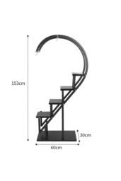 Living and Home Curved 6-Tier Plant Stand Bonsai Display Shelf Flower Rack Holder Shelf in Black - thumbnail 6