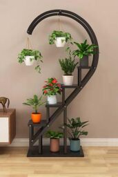 Living and Home Curved 6-Tier Plant Stand Bonsai Display Shelf Flower Rack Holder Shelf in Black - thumbnail 2