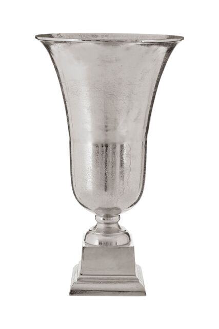 Orsina Elegant Large Silver Finish Fluted Vase, Durable Cermaic Flower Vase - image 1