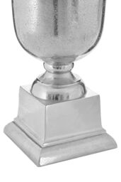 Orsina Elegant Large Silver Finish Fluted Vase, Durable Cermaic Flower Vase - thumbnail 3