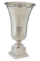 Orsina Elegant Large Silver Finish Fluted Vase, Durable Cermaic Flower Vase - thumbnail 2