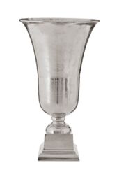 Orsina Elegant Large Silver Finish Fluted Vase, Durable Cermaic Flower Vase