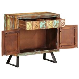 Berkfield Home Drawer Cabinet Multicolour 70x35x70 cm Solid Wood Reclaimed in Black - Size: 70 x 35 x 70 cm - thumbnail 2