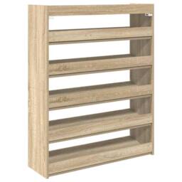Berkfield Home Shoe Rack Sonoma Oak 80x25x100 cm Engineered Wood in Brown - Size: 80 x 25 x 100 cm - thumbnail 6
