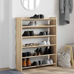 Berkfield Home Shoe Rack Sonoma Oak 80x25x100 cm Engineered Wood in Brown - Size: 80 x 25 x 100 cm - thumbnail 3